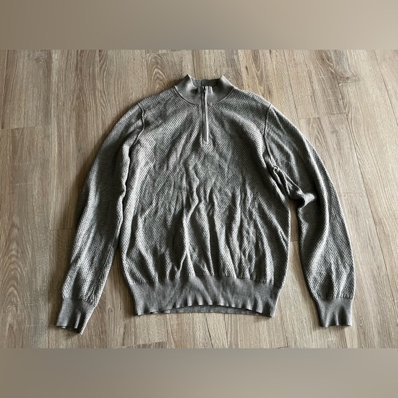 Tommy John Men’s Sweater Lounge Quarter-Zip Light Grey - Size Large - Picture 1 of 8